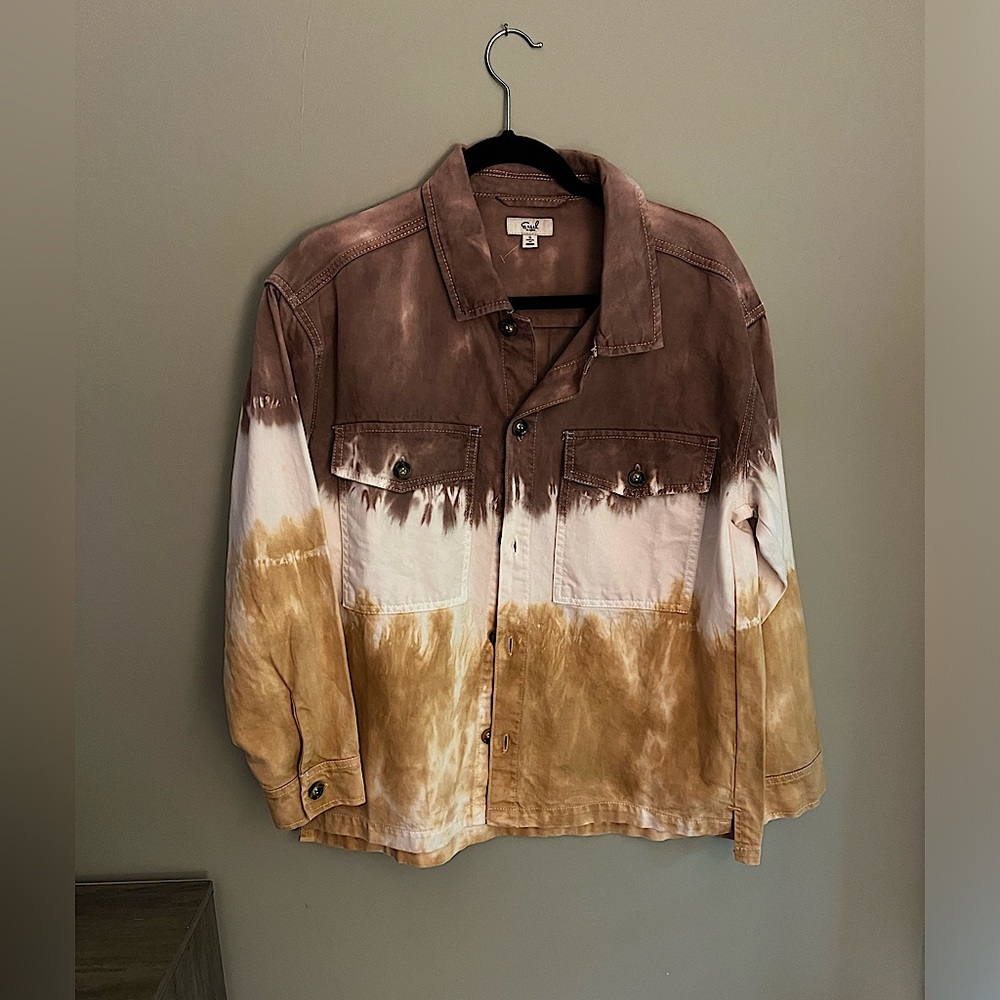 Easel Sage Plum Tie Dye Multi Color Shirt Jacket